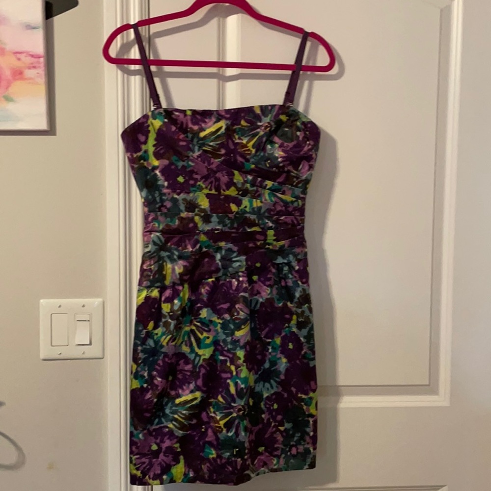 BCBGMAXAZRIA purple and green dress
